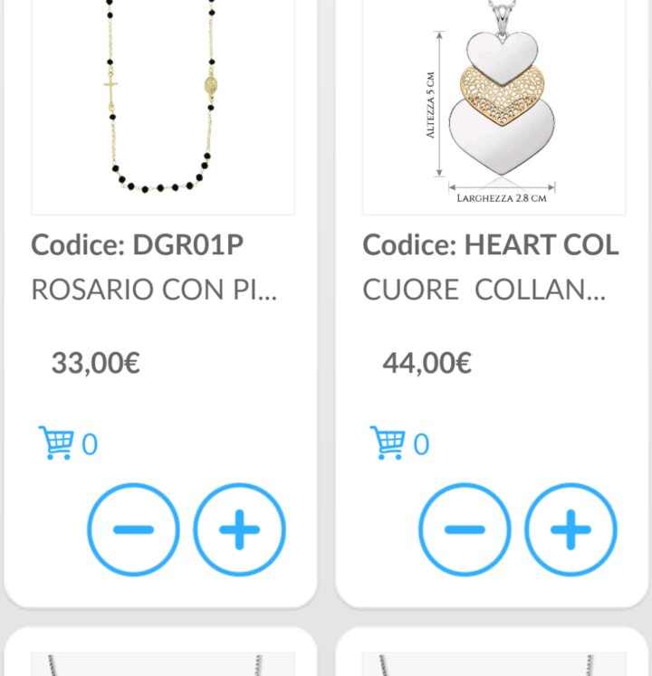 Anteprima della categoria Collane nell'app Gestionale Ideale con comandi di acquisto